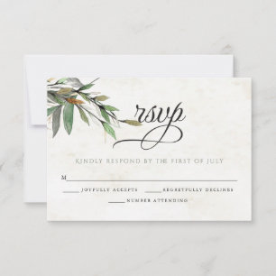 Wedding RSVP Watercolor Botanical Blossoms Card