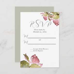 Wedding RSVP Watercolor Roses Soft Pink