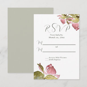 Wedding RSVP Watercolor Roses Soft Pink Card