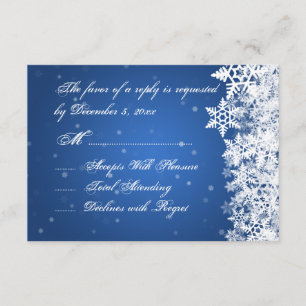 Wedding RSVP Winter Snowflakes Blue Sapphire Card