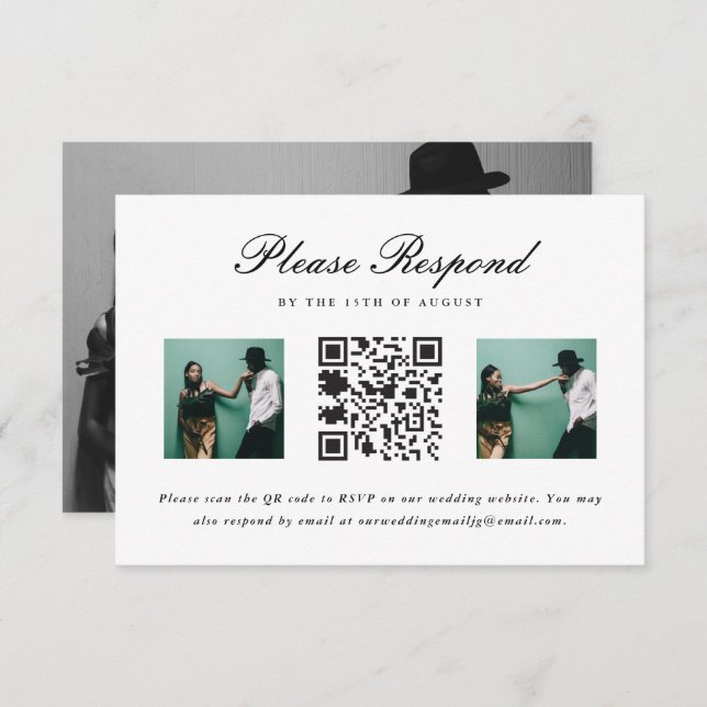 Wedding RSVP with QR Code and Photo Wedding (Front/Back)