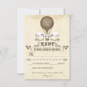 Wedding RSVP with romantic vintage hot air balloon Card
