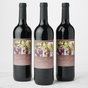 Wedding Rust Photo Thank You Favour Wine Label