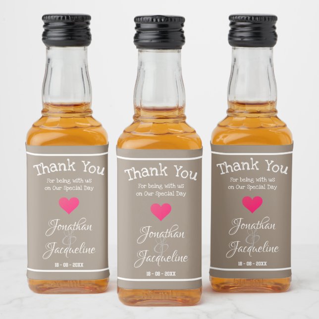 Wedding Rustic Chic Guest Favour Names Cute Mini Liquor Bottle Label (Bottles)