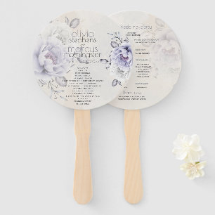 Wedding   Rustic Lilac and Alabaster Peony Floral Hand Fan