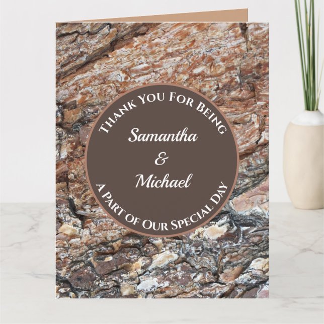 Wedding Rustic Woodgrain Guest Thank You (Front)