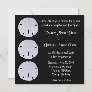 Wedding Sand Dollar Black and White Customizable Invitation
