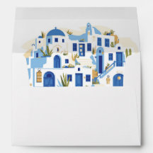 Wedding Santorini Greece Envelope Greek Blue White