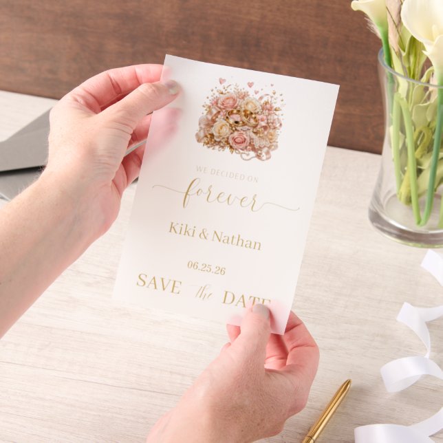 Wedding Save Date Vellum Overlay Invitations (Handheld)