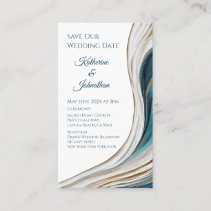 Wedding Save our Date- Modern Blue and Gold- Business Card