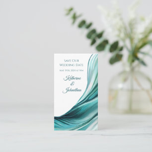 Wedding Save our Date- Modern Emerald Green- Business Card