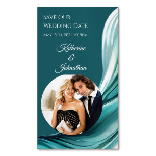 Wedding Save our Date- Modern Emerald Green- Magnetic Business Card