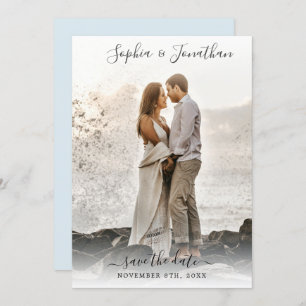 Wedding Save the Date 2 Photos Pretty Script Font Invitation
