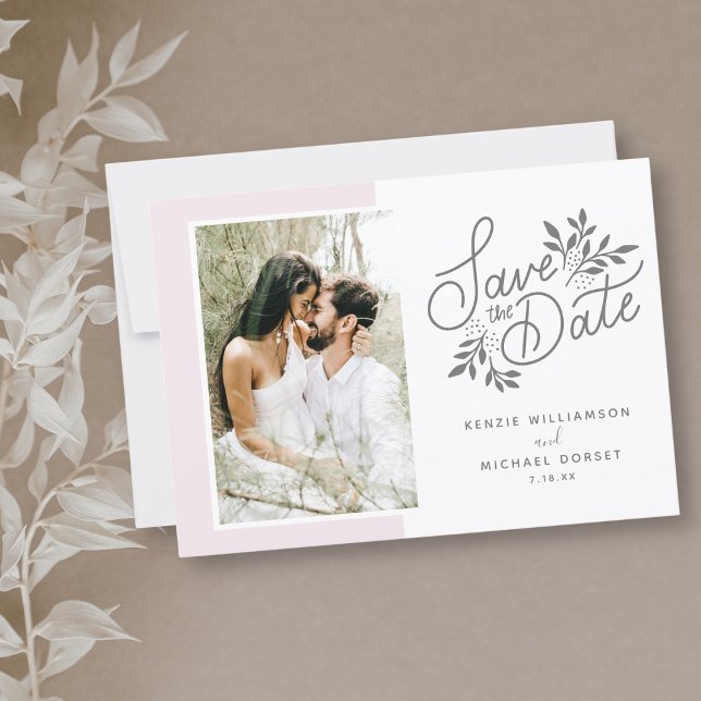 Wedding Save the Date 2 Photos Script Botanicals (Creator Uploaded)