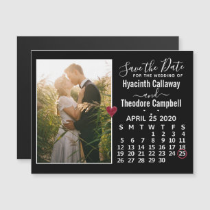 Wedding Save the Date April 2020 Calendar Photo Magnetic Invitation