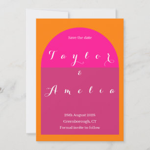 Wedding Save the Date Arch Pink and Orange
