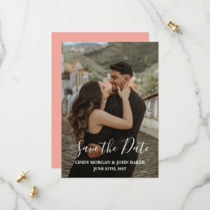 Wedding Save The Date - Blush Peach Square Cut