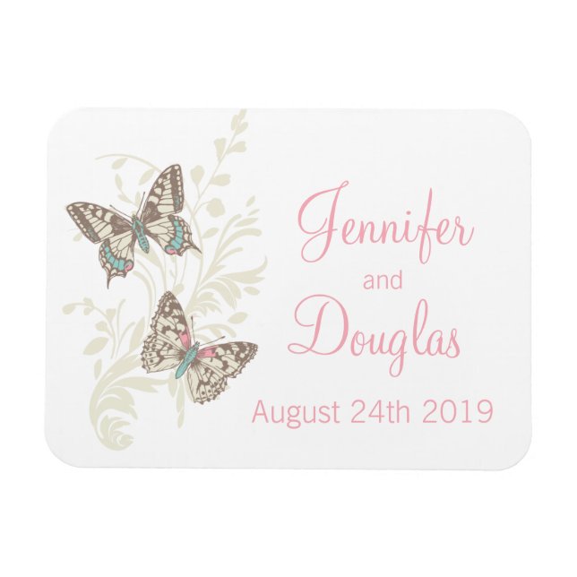 Wedding save the date butterflies magnet (Horizontal)