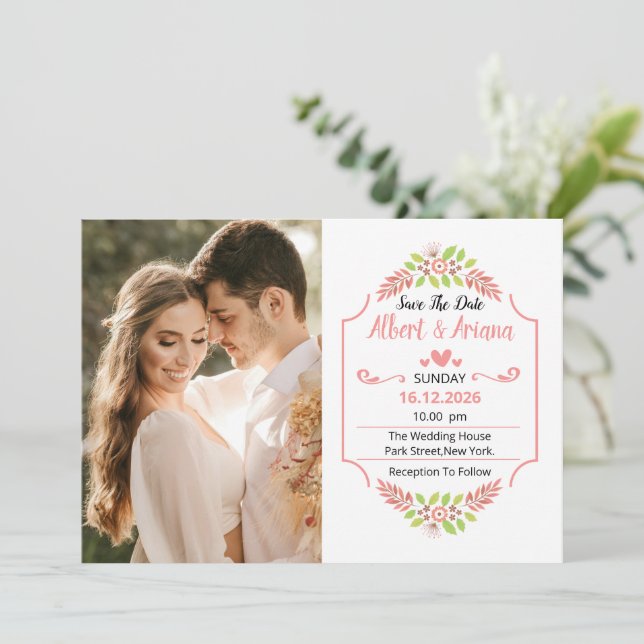 Wedding Save The Date Card (Standing Front)