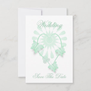 Wedding Save The Date Card Peppermint Butterflies