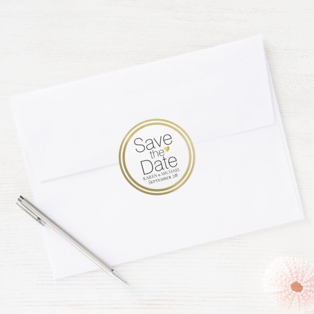 Wedding SAVE the DATE circle  Classic Round Sticker (Envelope)