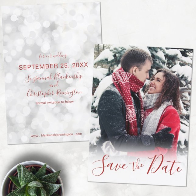 Wedding Save The Date Custom Photo Vertical Format Holiday Card (Creator Uploaded)