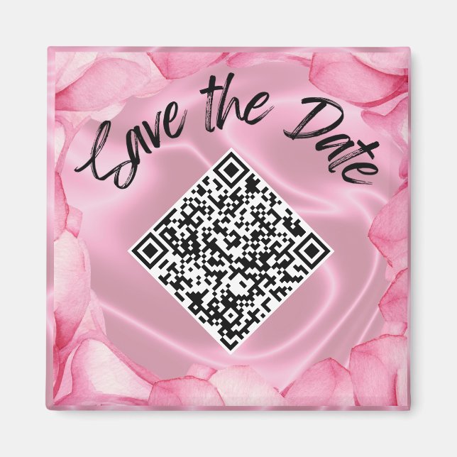 Wedding Save the Date Custom QR Code Magnet  (Front)