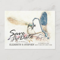 Wedding Save The Date Dragonfly Mating Love Heart