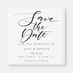 Wedding Save the Date Elegant Black and White Magnet