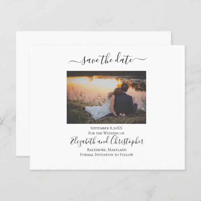 Wedding Save The Date Elegant Formal Photo Card (Front/Back)