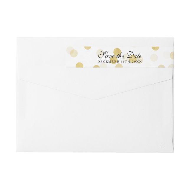 Wedding Save The Date Gold Foil Glitter Lights Wrap Around Label (Back)