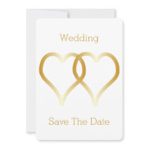 Wedding Save The Date Gold Hearts