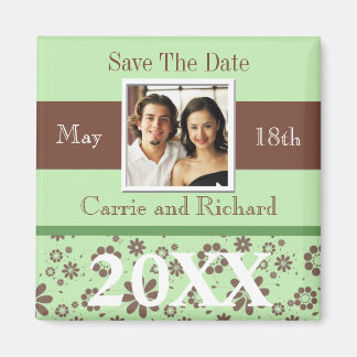 Wedding Save The Date Green Brown Photo Magnet