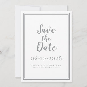 Wedding Save The Date Grey Modern Simple Script
