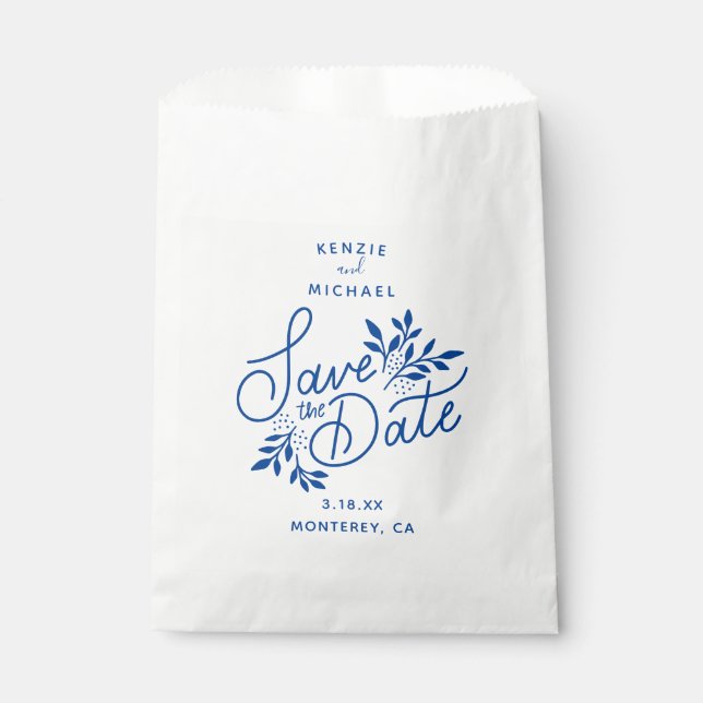 Wedding Save the Date Hand Drawn Botanical Swag Favour Bag (Front)