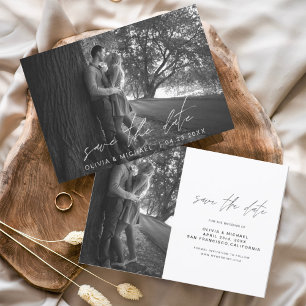 Wedding Save the Date Handwritten Photo Minimalist Invitation