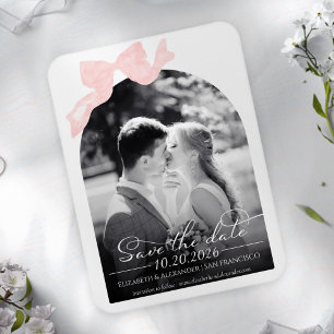 Wedding Save the Date Invitation Bow Photo Magnet
