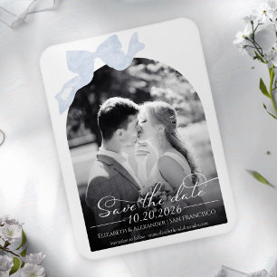 Wedding Save the Date Invitation Bow Photo Magnet