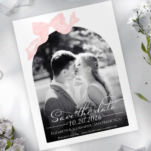 Wedding Save the Date Invitation Bow Photo Postcard