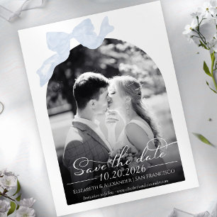 Wedding Save the Date Invitation Bow Photo Postcard