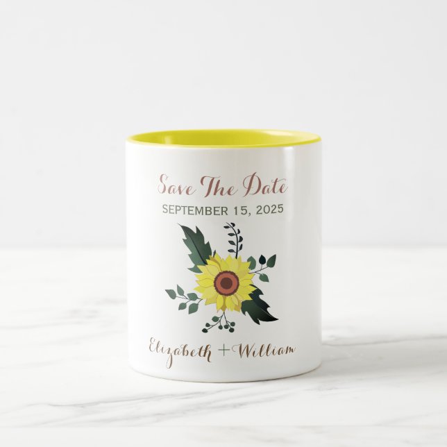 Wedding Save The Date Invitation Two-Tone Coffee Mug (Center)