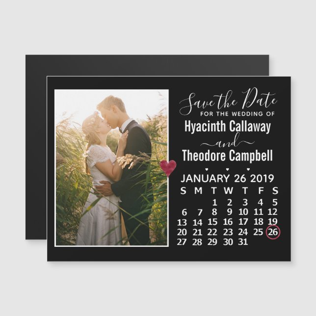 Wedding Save the Date January 2019 Calendar Photo (Front/Back)