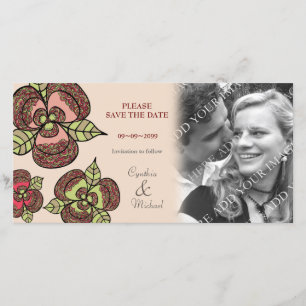 Wedding Save the Date Japanese Blooms Photo Card