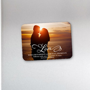 Wedding Save the Date Love Script Photo Magnet