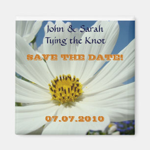 WEDDING Save the Date! magnet gift White Daisies