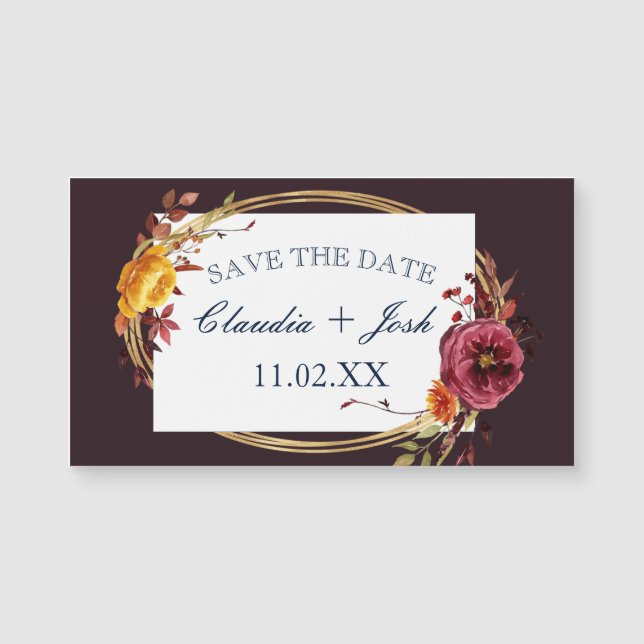 Wedding Save the Date Magnets for Fall Wedding (Front)