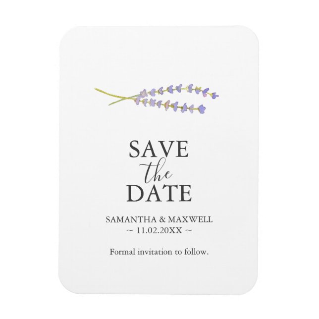 Wedding Save The Date Magnets Lavender (Vertical)