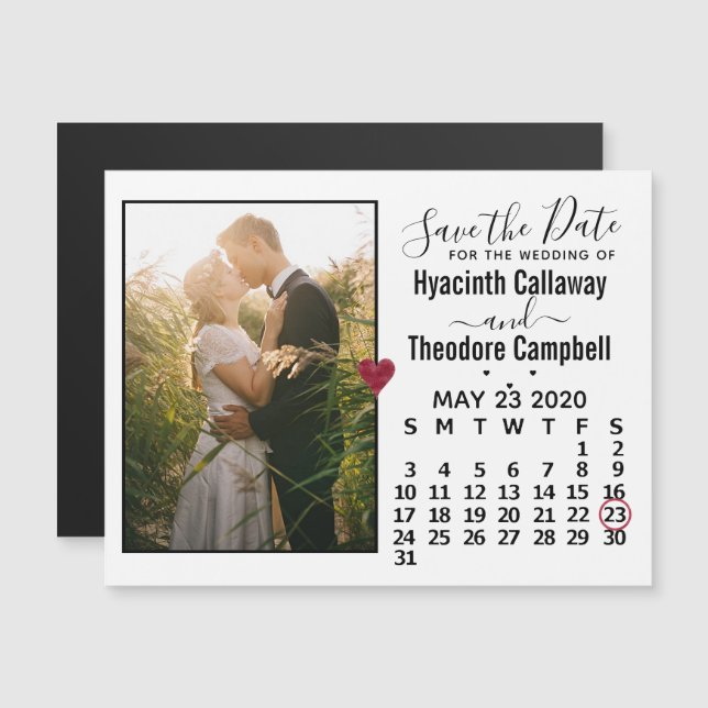 Wedding Save the Date May 2020 Calendar Photo Magnetic Invitation (Front/Back)