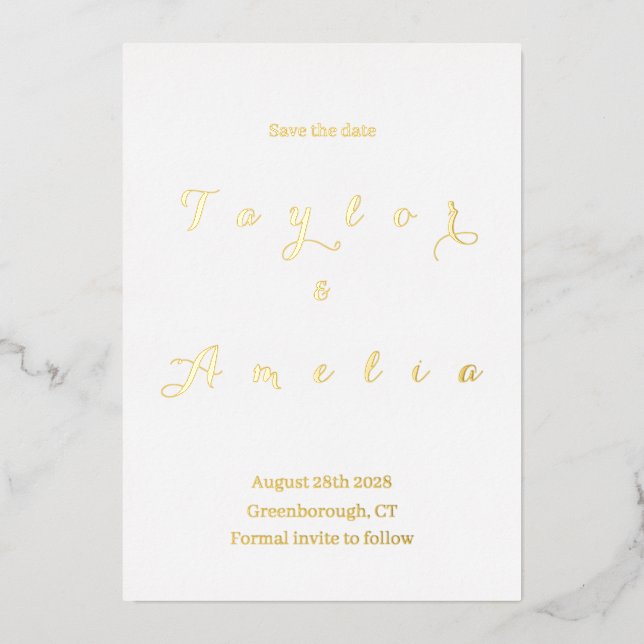 Wedding Save the Date Minimal Real Gold (Front)