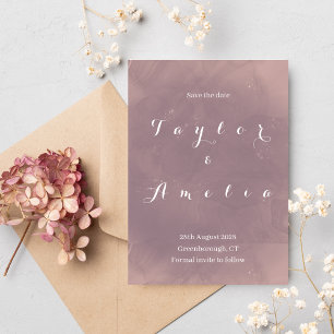 Wedding Save the Date Modern Dusty Rose Card